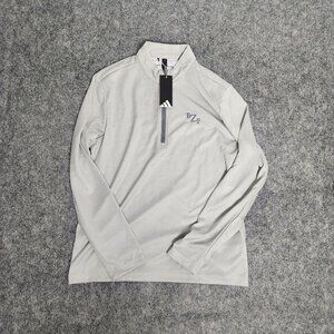 adidas NWT Quarter Zip Sweatshirt Men M White Long Sleeve Mesh Lined Activewear‎